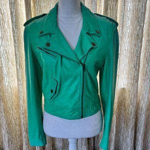 Fair condition Pam and Gela green leather jacket